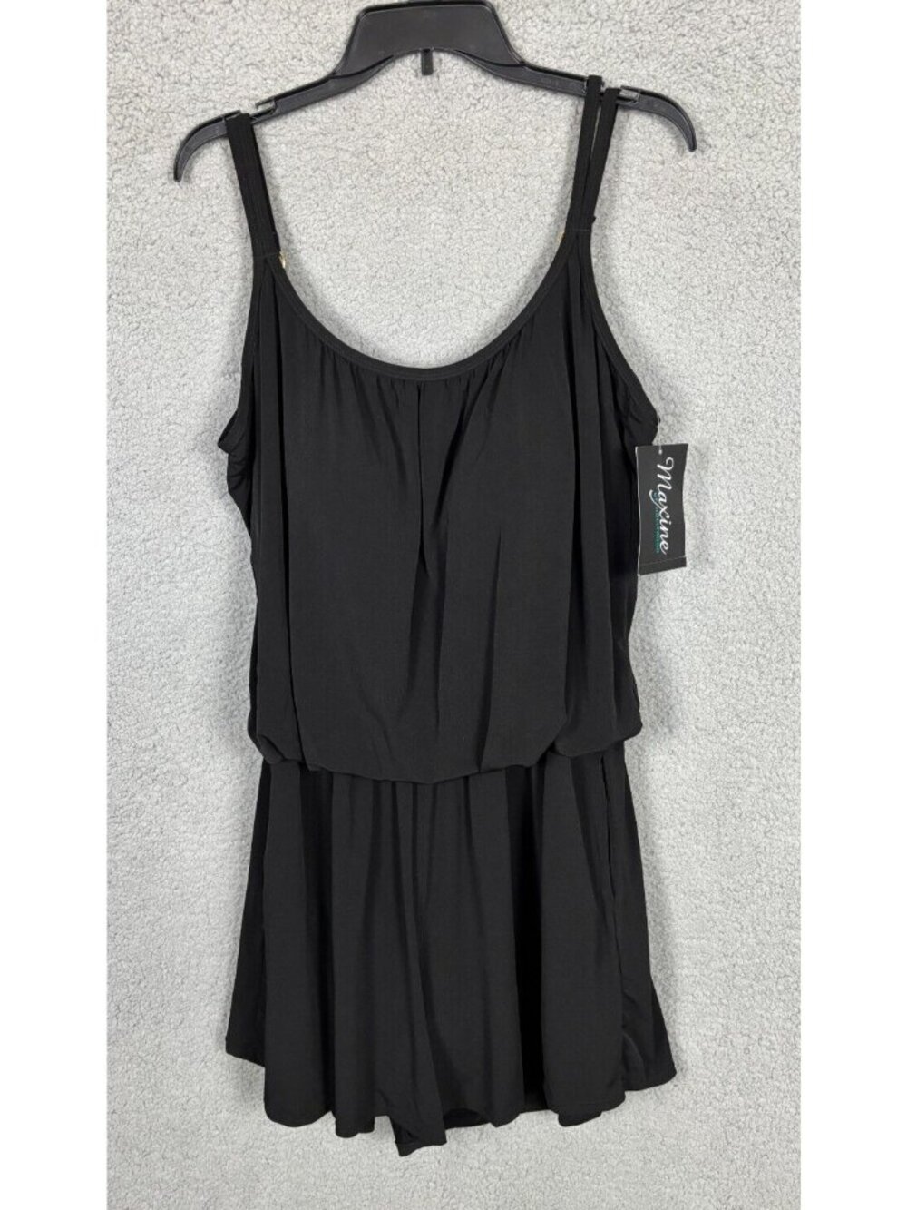 Maxine Women's Jersey Swim Romper One Piece Swimsuit Padded 22W Black NWT's.